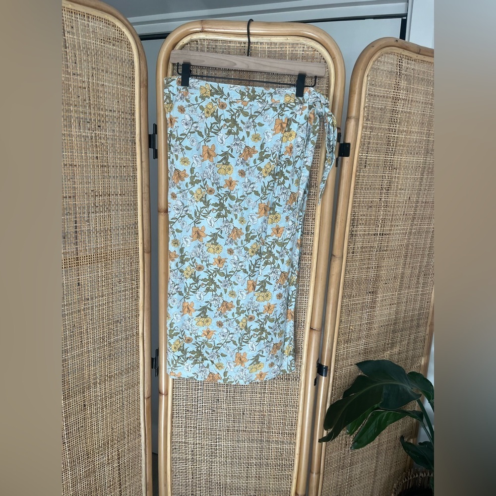 Cynthia Rowley Floral Linen Wrap Skirt